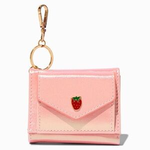 Claire's Pink Strawberry Mini Wallet Keychain